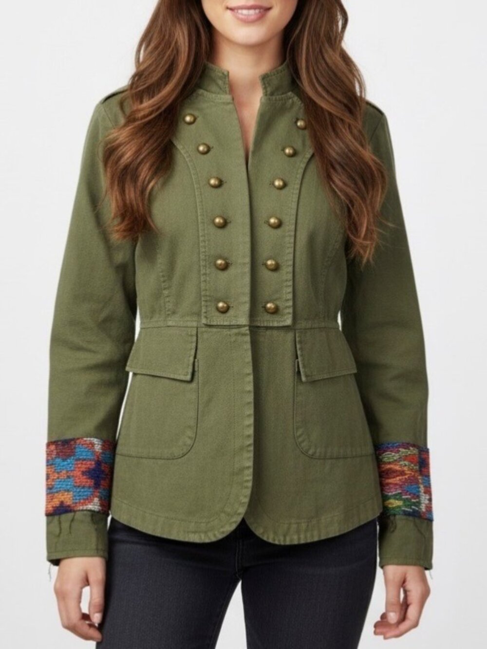 RARE Jen's Pirate Booty Embroidered Military Jacket XS| Boho Coastal Cowgirl 70s